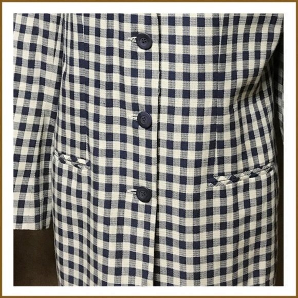 Casual Corner Linen Blend Plaid Blazer – Navy & Sand, 10, Fully Lined, Like New - Picture 8 of 13